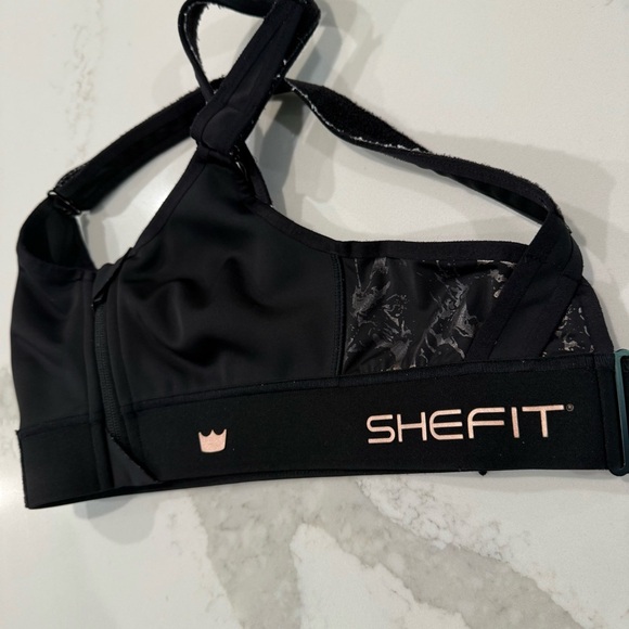 Shefit Flex FrontZip SportsBra Womens Small Black/Silver Marble Print Adjustable - Picture 7 of 7